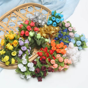 Mini Artificial Flowers Silk Rose Bouquet For Wedding Party Home Decoration