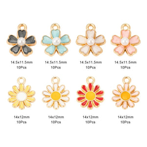 Alloy Enamel Flower Charms for Jewelry Making DIY Bracelet Earring Decor Mix