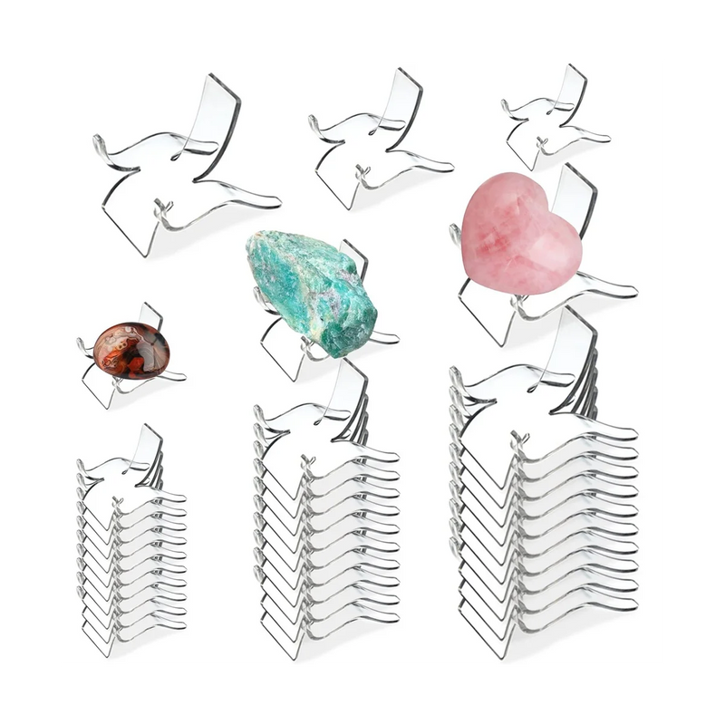 36 PCS Rock Display Stand Clear Easel Pedestal for Crystal Geodes Rock Mineral