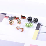 36 Pairs Geometric Animal Floral Xmas Small Stud Earrings Set for Women Kids