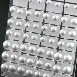 36 Pairs of Bead Round Pearls Earrings Stud with Stainless Steel Stick