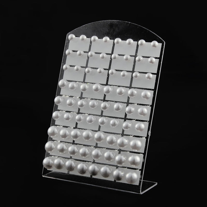 36 Pairs of Bead Round Pearls Earrings Stud with Stainless Steel Stick