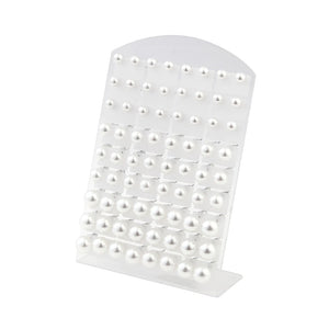 36 Pairs of Bead Round Pearls Earrings Stud with Stainless Steel Stick