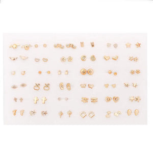 36 Pairs Mixed Style Women Anti Allergic Stud Earrings Set Plastic Small Earring