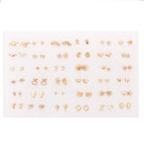 36 Pairs Mixed Style Women Anti Allergic Stud Earrings Set Plastic Small Earring
