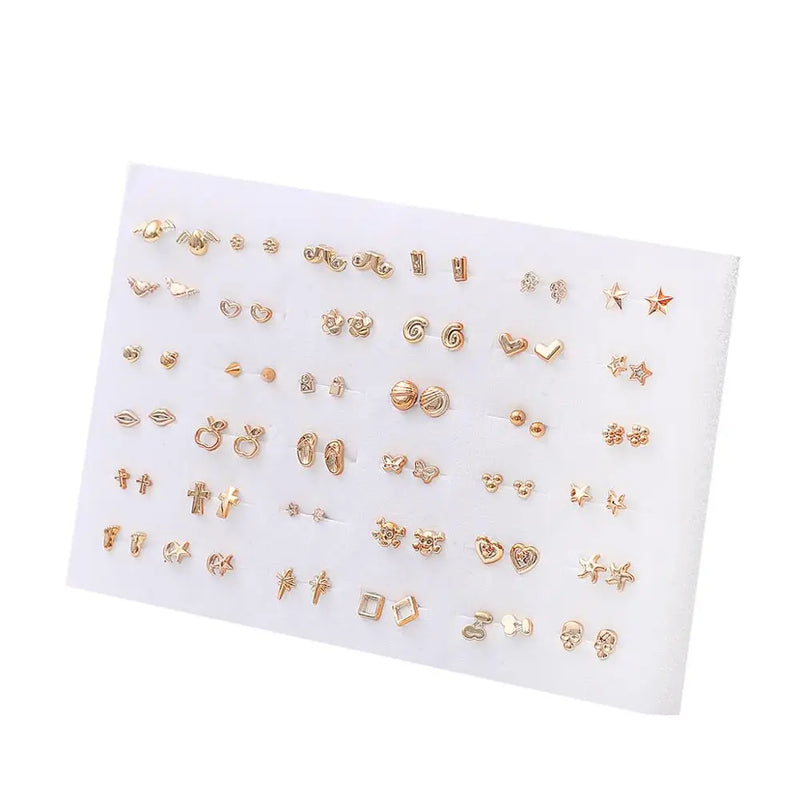 36 Pairs Mixed Style Women Anti Allergic Stud Earrings Set Plastic Small Earring