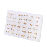 36 Pairs Mixed Style Women Anti Allergic Stud Earrings Set Plastic Small Earring