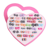 36 Pairs Women Star Flower Pink Stud Earrings Set Heart Girls Kids Jewelry