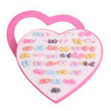36 Pairs Women Star Flower Pink Stud Earrings Set Heart Girls Kids Jewelry