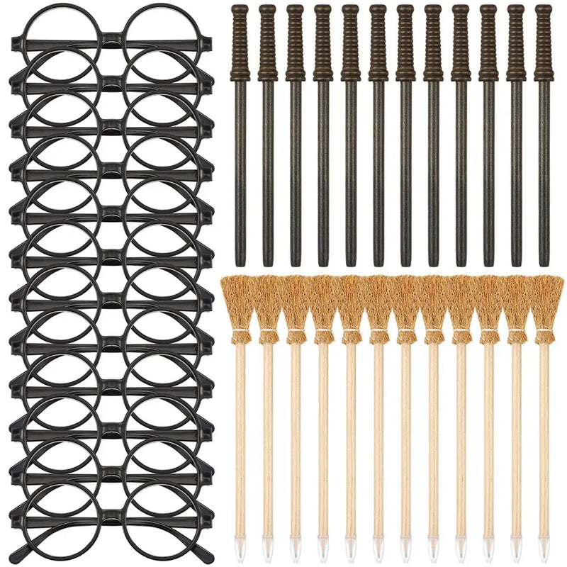 36 Pcs Wizard Wands Pencils and Glasses Set, Magic Theme Party Supplies