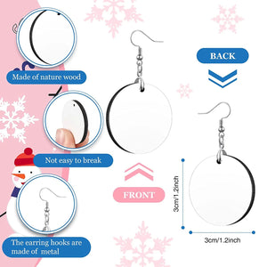 36 Pcs Round Sublimation Earrings Bulk Heat Transfer Unfinished Wood Earrings