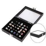 36 Slot Rings Display Box Jewelry Storage Case Holder Showcase Rings Cufflink Je