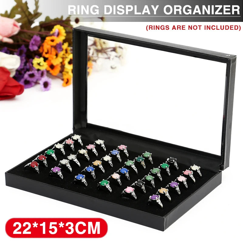 Ring Display Box Earrings Pendant Organizer Jewelry Storage
