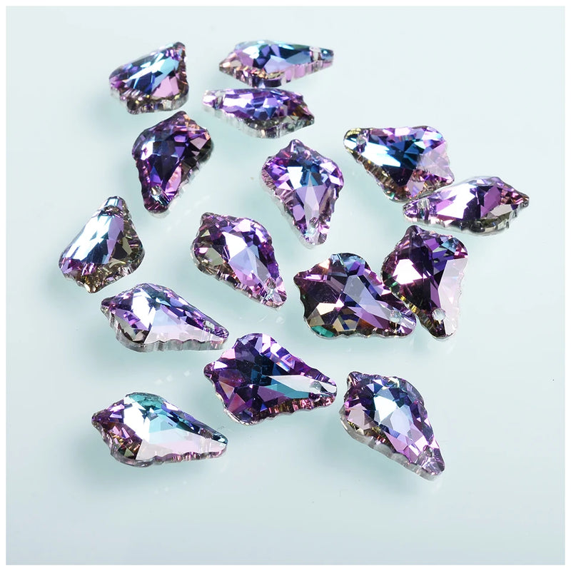 36 Colorful Crystal Charms Leaves Pendants 13x18mm Glass Beads for DIY Jewelry