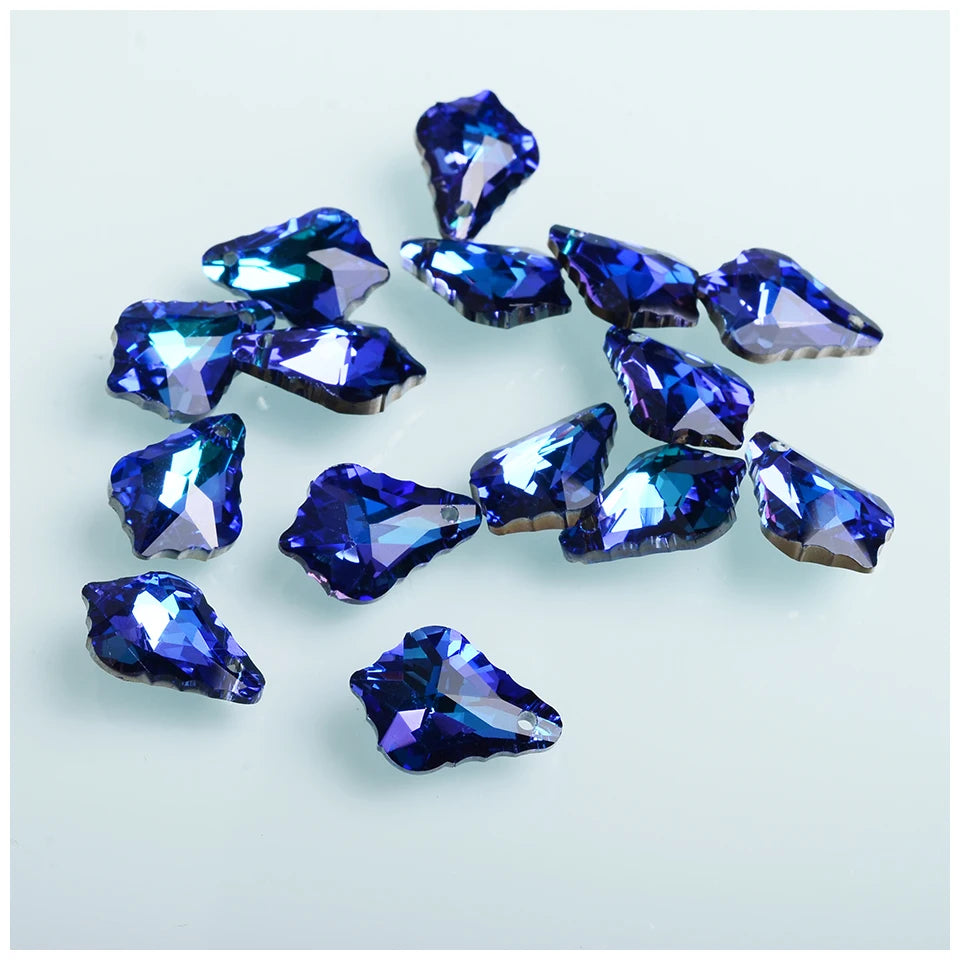 36 Colorful Crystal Charms Leaves Pendants 13x18mm Glass Beads for DIY Jewelry