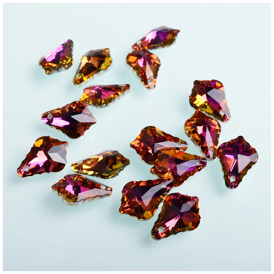 36 Colorful Crystal Charms Leaves Pendants 13x18mm Glass Beads for DIY Jewelry
