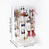 Rotating Jewelry Storage Box Earring Display Stand Organizer