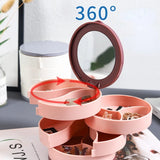 360&deg; Rotating Jewelry Organizer with Mirror 4 Layers