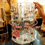 360 Rotating Clear Earring Holder Jewelry Organizer Stand Rack Display