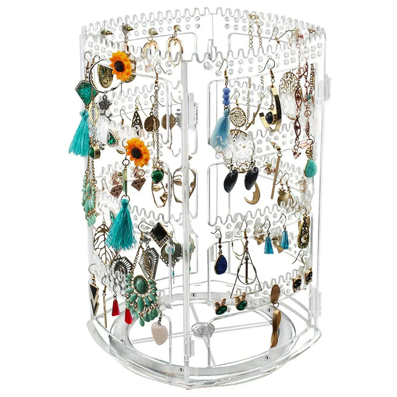 360 Rotating Earring Holder Stand Clear Organizer