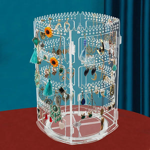 360 Rotating Earring Holder Stand Clear Organizer