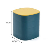 Rotating Plastic Jewelry Desktop Storage Box Multi-layer with Lid and Mirror