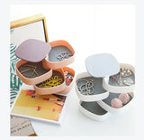 Rotating Plastic Jewelry Desktop Storage Box Multi-layer with Lid and Mirror