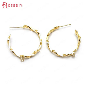 4PCS 30x34MM Brass Earrings Loop Stud Earrings DIY Jewelry Accessories