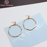 6PCS 24K Plated Irregular Round Rings for Earring Making