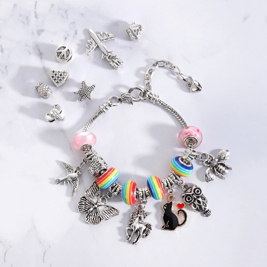 Mixed Metal Animal Flower Charms DIY Jewelry Making Kit
