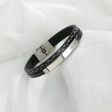 Custom Engraved Leather Bracelet Stainless Steel Nameplate