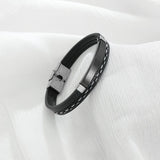 Custom Engraved Leather Bracelet Stainless Steel Nameplate