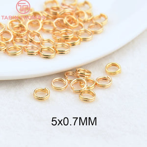 50PCS 24K Plated Brass Double Loop Jump Rings Split Rings