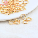 50PCS 24K Plated Brass Double Loop Jump Rings Split Rings