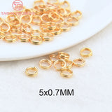 50PCS 24K Plated Brass Double Loop Jump Rings Split Rings