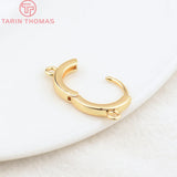 6PCS 15MM 24K Brass Round Earring Hoop Clasp DIY Jewelry Findings