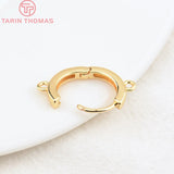 6PCS 15MM 24K Brass Round Earring Hoop Clasp DIY Jewelry Findings