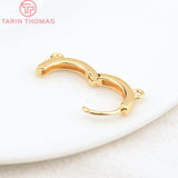 6PCS 15MM 24K Brass Round Earring Hoop Clasp DIY Jewelry Findings
