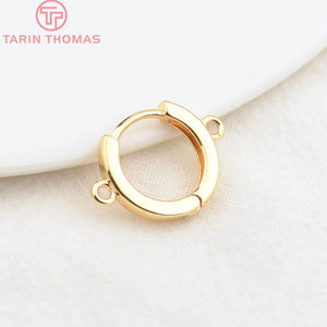 6PCS 15MM 24K Brass Round Earring Hoop Clasp DIY Jewelry Findings