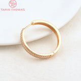 2PCS 30MM 24K Brass Zircon Round Earring Hoop Clasp DIY Jewelry Findings