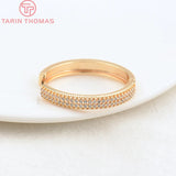 2PCS 30MM 24K Brass Zircon Round Earring Hoop Clasp DIY Jewelry Findings