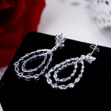 36MM Silver Water Drop Earrings With Zircon Crystal