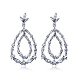 36MM Silver Water Drop Earrings With Zircon Crystal