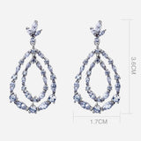 36MM Silver Water Drop Earrings With Zircon Crystal