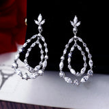 36MM Silver Water Drop Earrings With Zircon Crystal