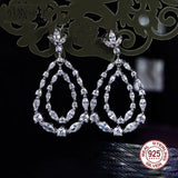 36MM Silver Water Drop Earrings With Zircon Crystal