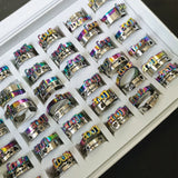 36 Pair Stainless Steel Heart Love Rings Women Men Couple Wedding Jewelry