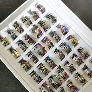 36 Pair Stainless Steel Heart Love Rings Women Men Couple Wedding Jewelry