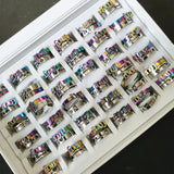 36 Pair Stainless Steel Heart Love Rings Women Men Couple Wedding Jewelry