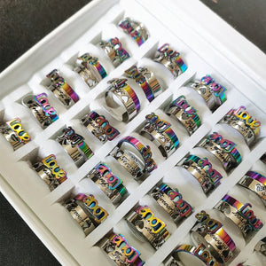 36 Pair Stainless Steel Heart Love Rings Women Men Couple Wedding Jewelry